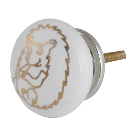 Golden Hedgehog Pattern Ceramic Dresser Knobs